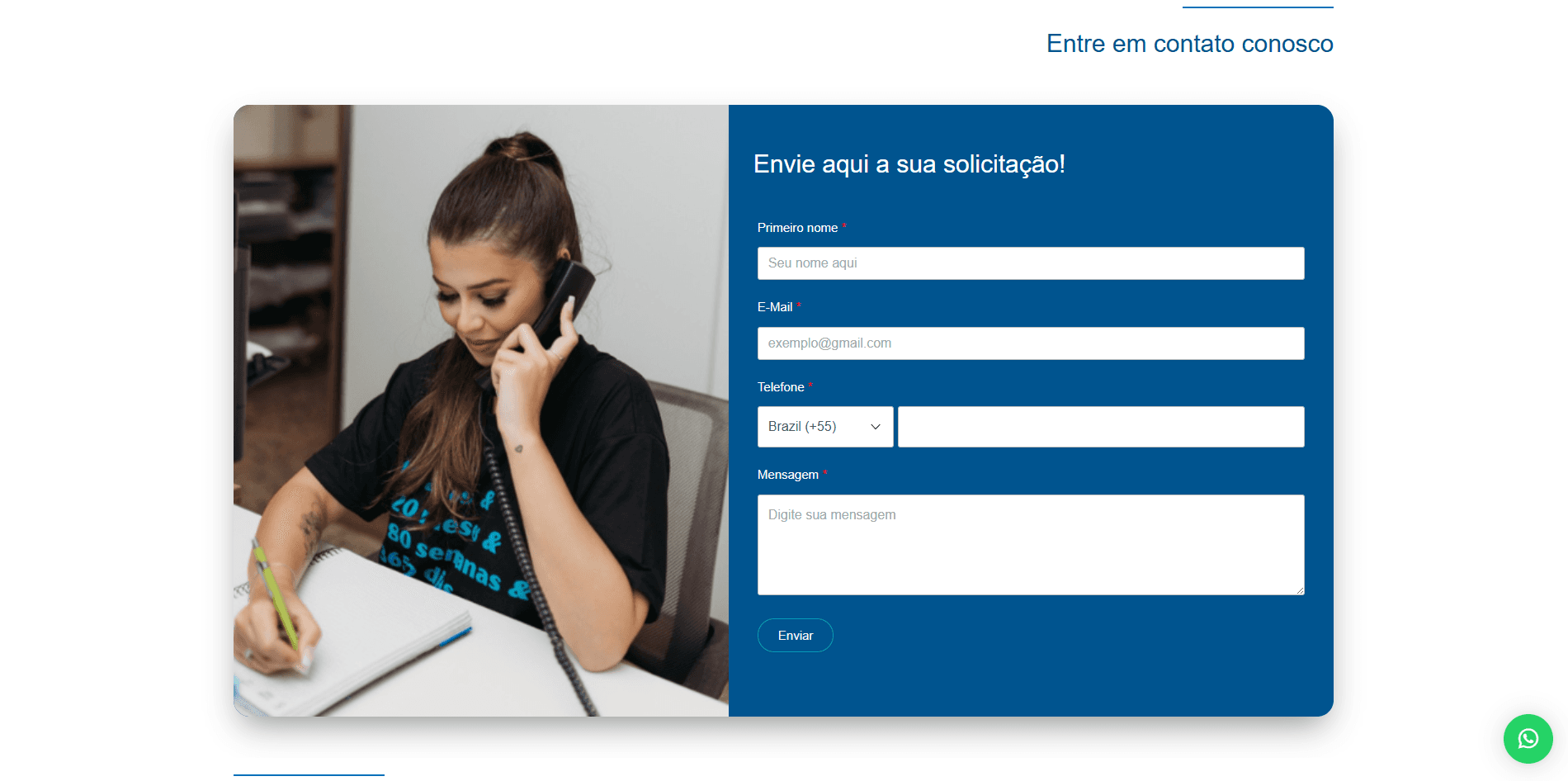 Centerclin contact module with lead-capture form.