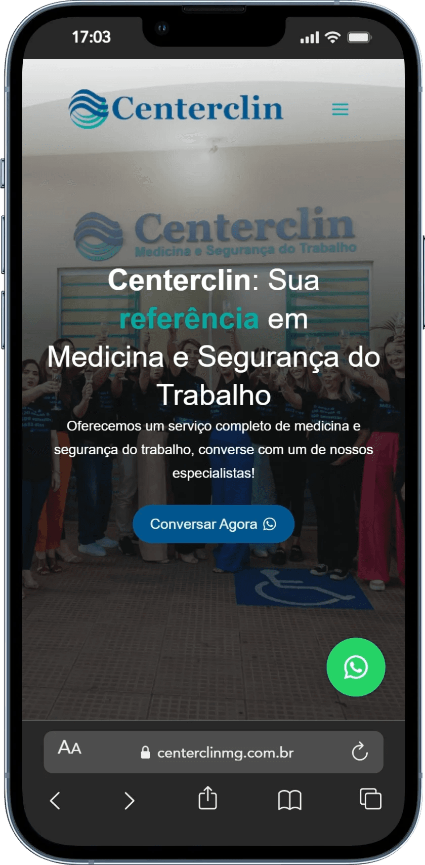 Mobile Centerclin hero focused on direct CTA.